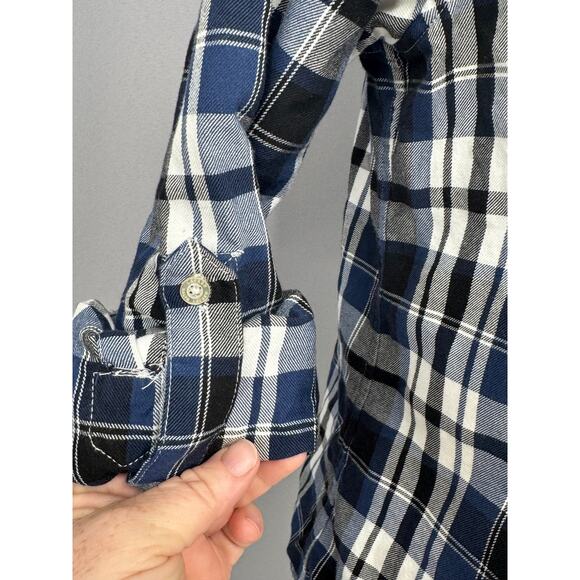 Lauren Ralph Lauren Shirt Womens Medium Petite Blue Plaid Flannel Button Camping - Picture 16 of 16